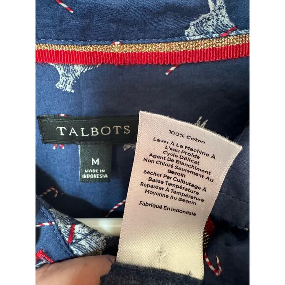 Talbots CLASSIC COTTON SHIRT - SWEET DOG, Scottie dogs & candy canes size medium - Picture 12 of 13